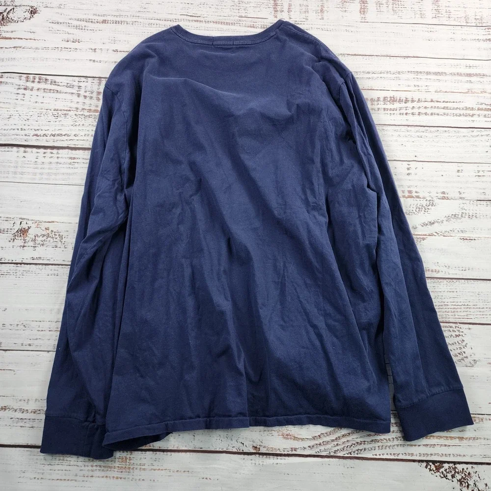 Polo Ralph Lauren Long Sleeve Shirt Mens XXL Navy Plaid P Logo Crewneck Cotton